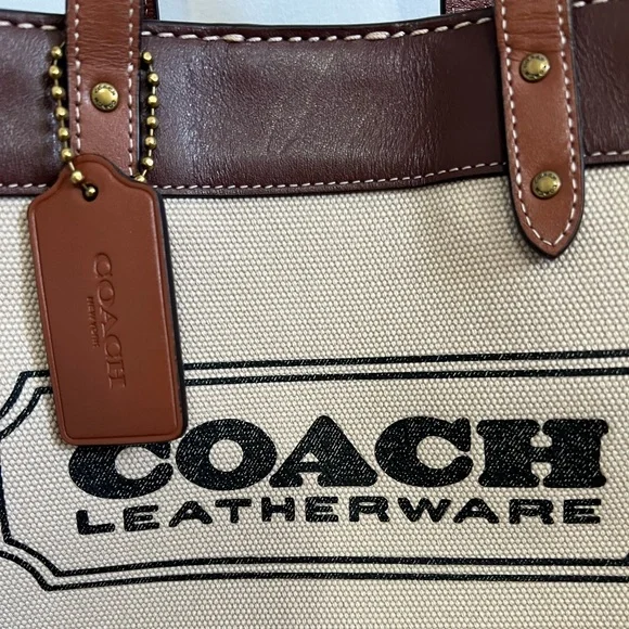 Coach Canvas Tote with Brown Leather Trim - Picture 2 of 16